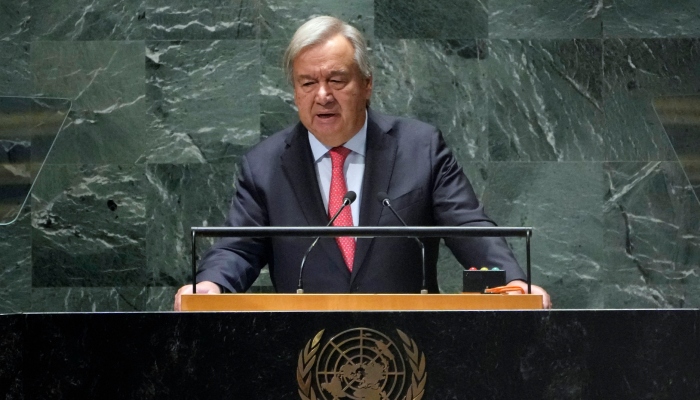 El Secretario General de las Naciones Unidas, Antonio Guterres, se dirige a la 78ª sesión de la Asamblea General de las Naciones Unidas, el 19 de septiembre de 2023.