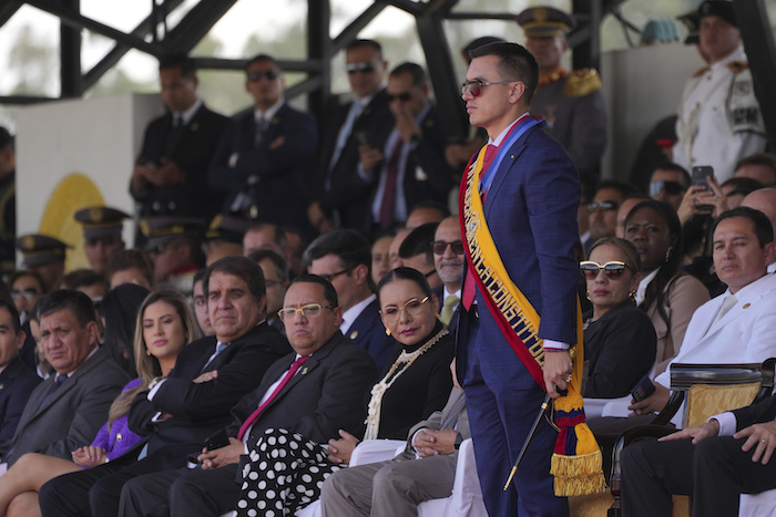 El Presidente de Ecuador, Daniel Noboa, en una ceremonia por el Día del Ejército en Quito, Ecuador, el martes 27 de febrero de 2024.