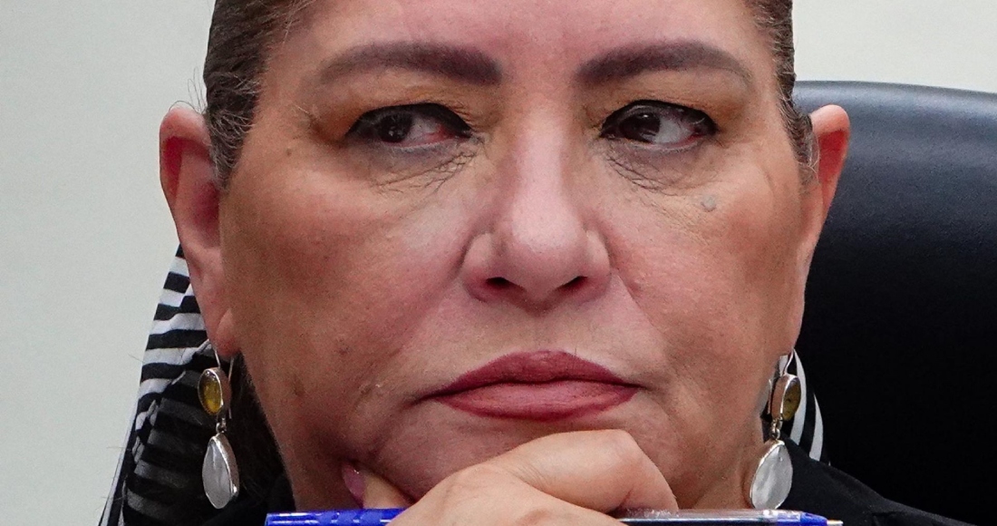 Guadalupe Taddei Zavala, consejera presidenta del Instituto Nacional Electoral (INE), encabezó la sesión extraordinaria del INE en la sede del instituto, el 27 de marzo de 2024.