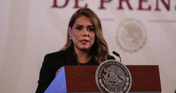 Evelyn Salgado Pineda, Gobernadora de Guerrero, durante una conferencia de prensa en Palacio Nacional.