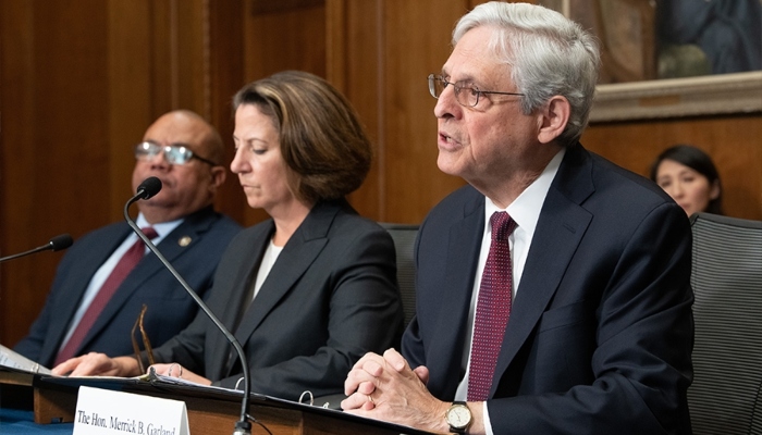 El Fiscal General de la UE Attorney Merrick B. Garland en una reunión con el Departamento de Justicia para discutir los esfuerzos en curso para combatir los delitos violentos, el 5 de enero de 2024.