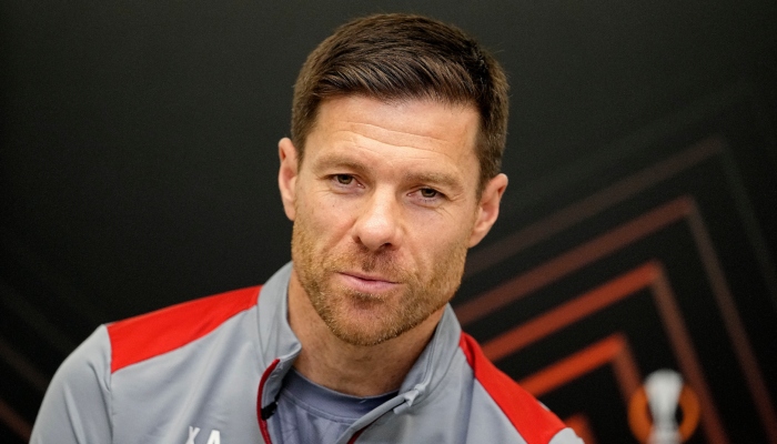 El técnico del Bayer Leverkusen, Xabi Alonso durante una rueda de prensa previo al partido contra West Ham en los cuartos de final de la Liga Europa, el miércoles 10 de abril de 2024.