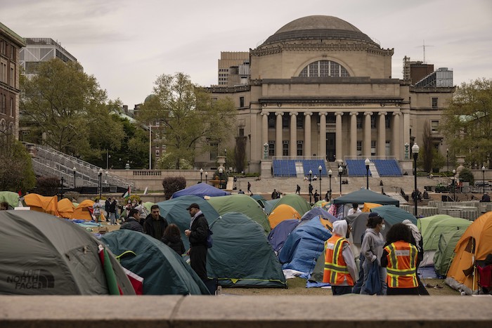 Un campamento de protesta propalestino en la Universidad de Columbia, el sábado 27 de abril de 2024, en Nueva York.