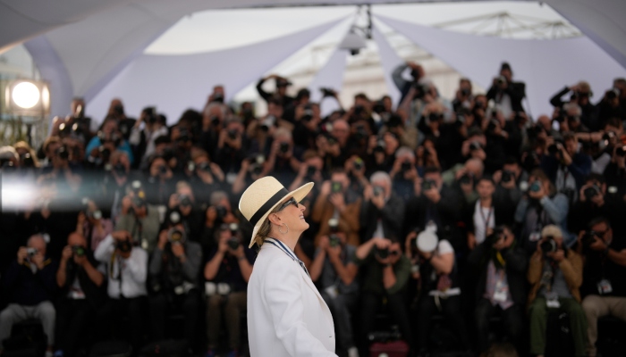 Meryl Streep posa durante una sesión de la Palma de Oro en la 77a edición del Festival de Cine de Cannes, en Francia el martes 14 de mayo de 2024.