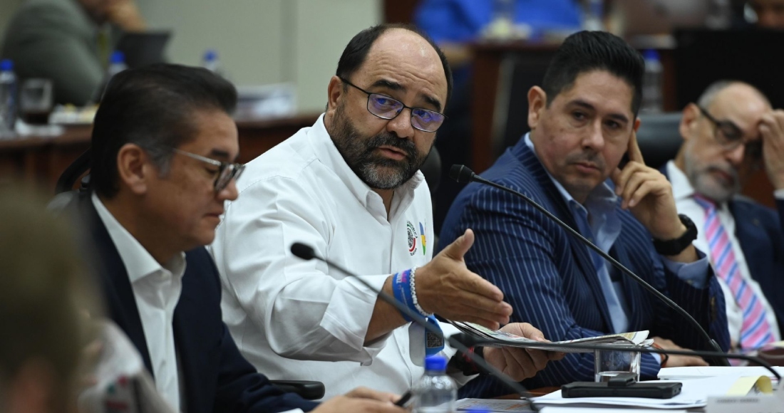 Emilio Álvarez Icaza, representante del PRD ante el INE, participa en la sesión del Consejo General. 