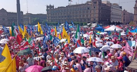 Con una movilización que supuestamente tenía su origen en una organización ciudadana y negaba un tono partidista, la concentración de la "Marea Rosa" se lleva a cabo este domingo en el Zócalo capitalino bajo el lema “Salvemos la democracia”, y en donde a las 8:40 de la mañana, se izó la bandera, como lo solicitó la candidata presidencial de la derecha Xóchitl Gálvez.