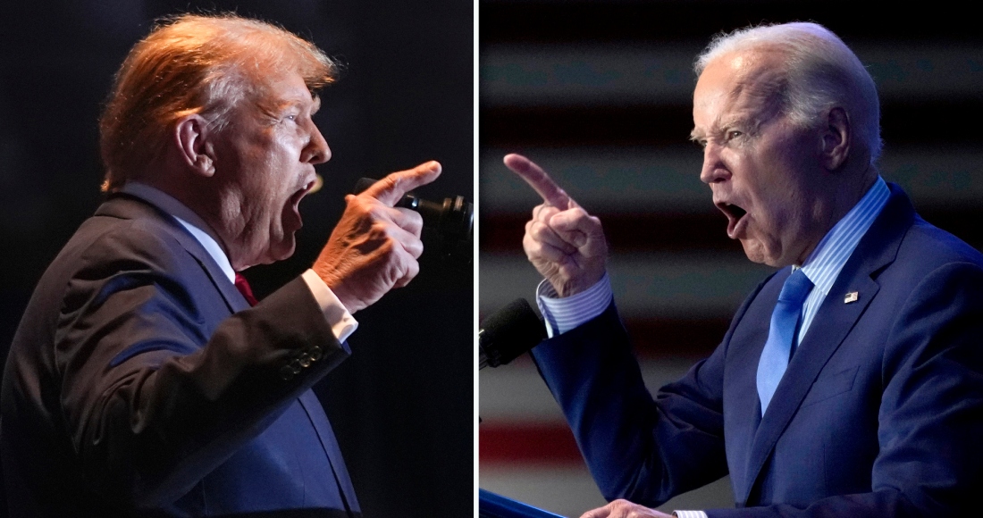 Esta combinación de fotos tomadas en Columbia, Carolina del Sur, muestra a la izquierda, el expresidente Donald Trump el 24 de febrero del 2024 y a la derecha, al Presidente Joe Biden el 27 de enero del 2024.