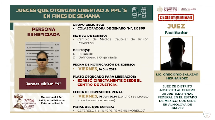 Entre los casos más destacados, se encuentra el de Jannet Miriam "N", una colaboradora de Genaro García Luna, extitular de la Secretaría de Seguridad Pública, quien se encuentra preso en Estados Unidos y a la espera de una sentencia por sus nexos con el narcotráfico.