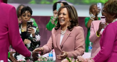 La Vicepresidenta Kamala Harris habla en la convención anual de la sororidad Alpha Kappa Alpha durante la 71ra Bienal Boule en el Centro de Convenciones Kay Bailey Hutchison, el miércoles 10 de julio de 2024, en Dallas.