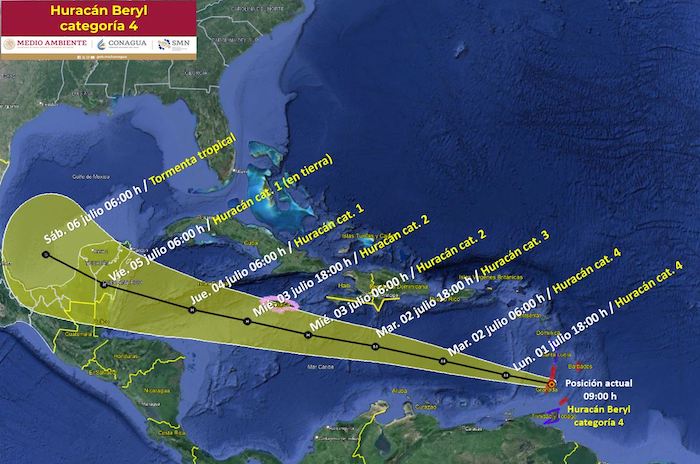 "Beryl" es la segunda tormenta con nombre en lo que se prevé será una temporada de huracanes muy activa, la cual se extiende desde el 1 de junio al 30 de noviembre en el Atlántico.