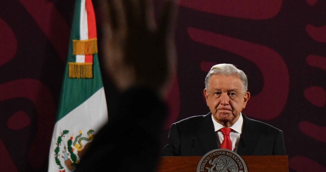 Andrés Manuel López Obrador, Presidente de México, durante su intervención en la conferencia matutina realizada en Palacio Nacional.