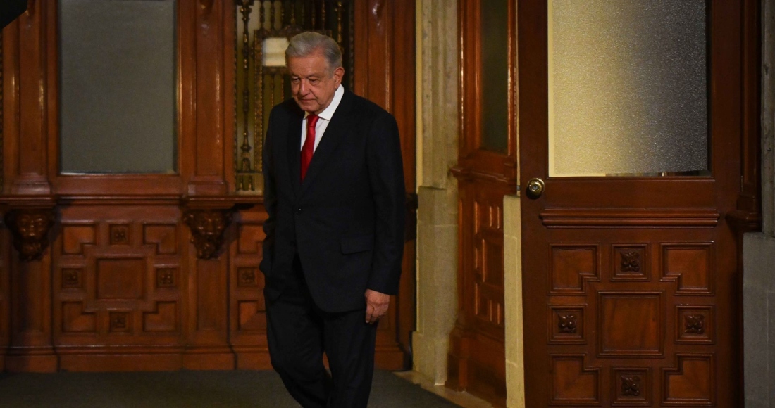 Andrés Manuel López Obrador, Presidente de México, durante su llegada a la conferencia matutina realizada en Palacio Nacional.