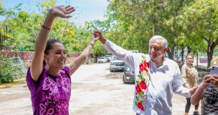 Claudia Sheinbaum Pardo, virtual Presidenta electa de México, y Andrés Manuel López Obrador, actual Presidente de México, arribaron a la entidad del sur para la entrega de acciones del bienestar.