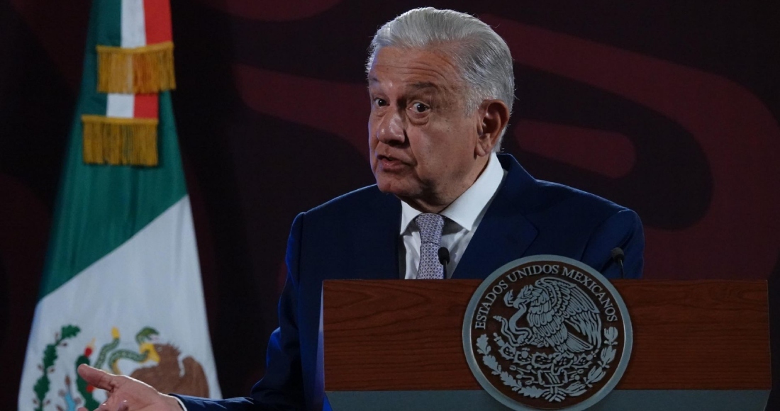 El Presidente Andrés Manuel López Obrador en su conferencia de presa desde Palacio Nacional.