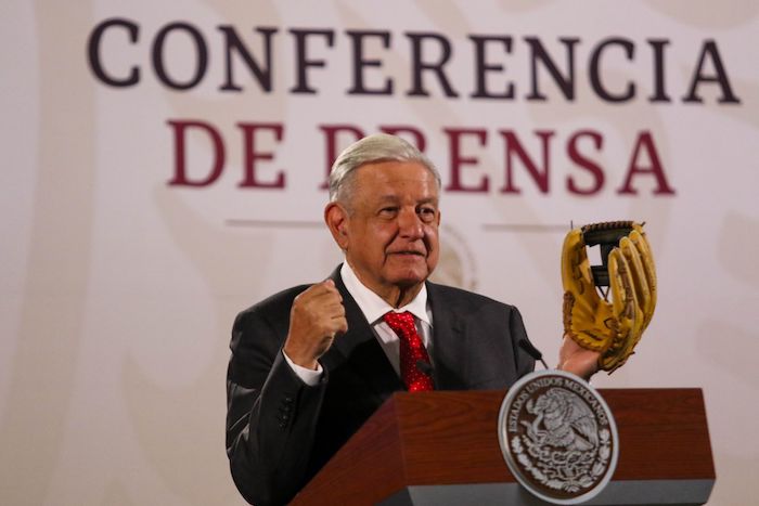 El Presidente Andrés Manuel López Obrador en su conferencia de prensa matutina desde Palacio Nacional.