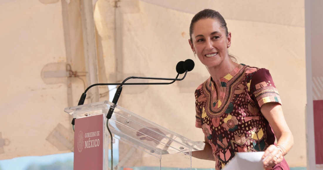 Claudia Sheinbaum Pardo, virtual Presidenta electa, durante su intervención en la inauguración del Puente La Concordia.