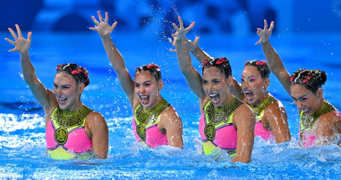 El equipo mexicano de natación artística durante su participación de este miércoles en los Juegos Olímpicos de Par+is 2024.