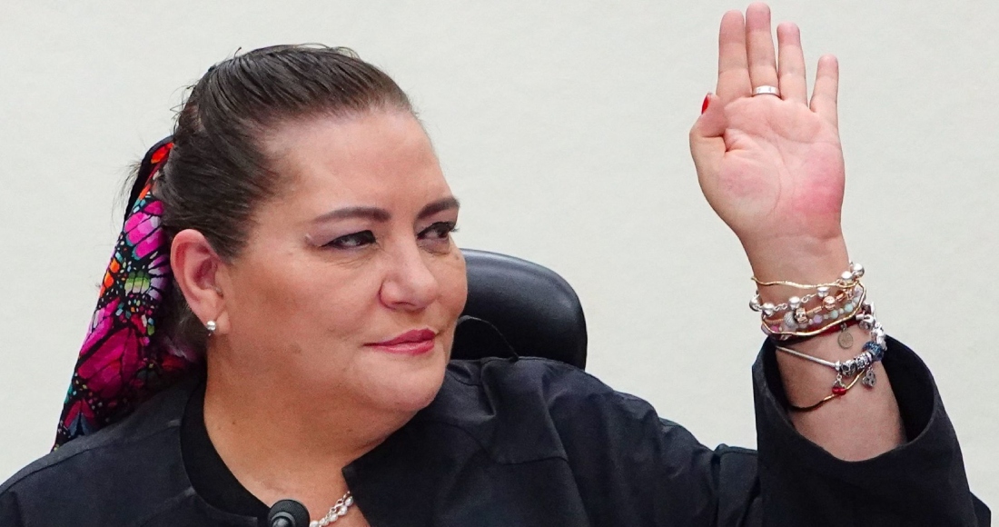 Guadalupe Taddei Zavala, Consejera presidenta del Instituto Nacional Electoral (INE), durante la sesión extraordinaria del INE en la sede del instituto.