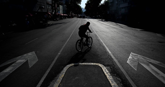 Un ciclista en la CdMx.