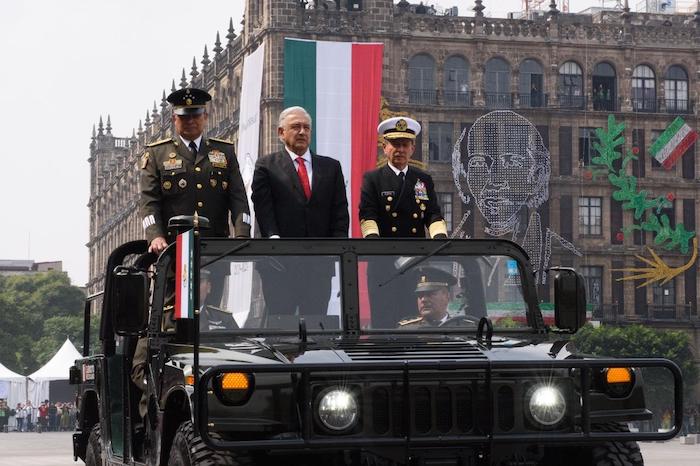 El Presidente Andrés Manuel López Obrador en su último Desfile Militar.