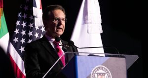 Esteban Moctezuma, embajador de México en Estados Unidos, durante la inauguración de la tercera convención binacional de la American Society of Mexico, en un hotel de Polanco.