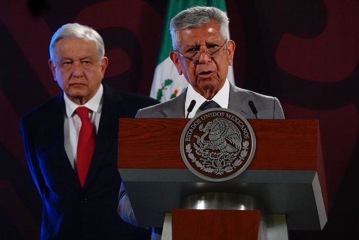 Roberto Salcedo Aquino, titular de la Secretaría de la Función Pública (SFP), en la conferencia del Presidente Andrés Manuel López Obrador.