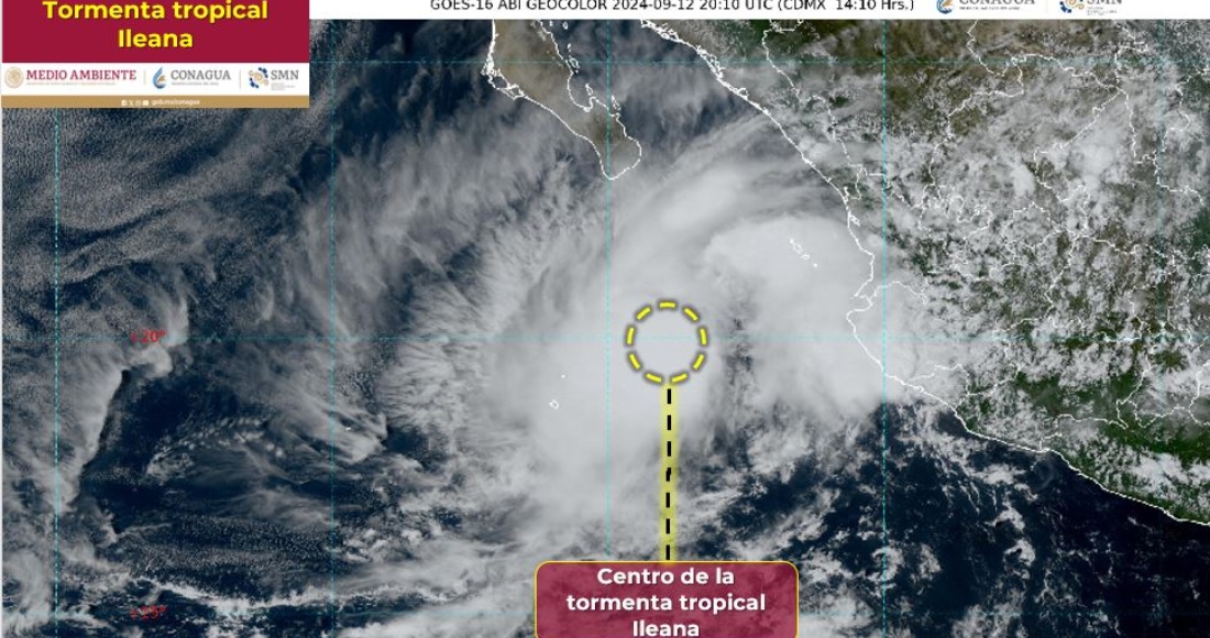 El Servicio Meteorológico Nacional prevé que "Ileana" generará lluvias muy fuertes con puntuales intensas (75 a 150 mm) en Sinaloa (sur), Nayarit, Jalisco y Colima; así como lluvias fuertes con puntuales muy fuertes (50 a 75 mm) en Baja California Sur (sur).