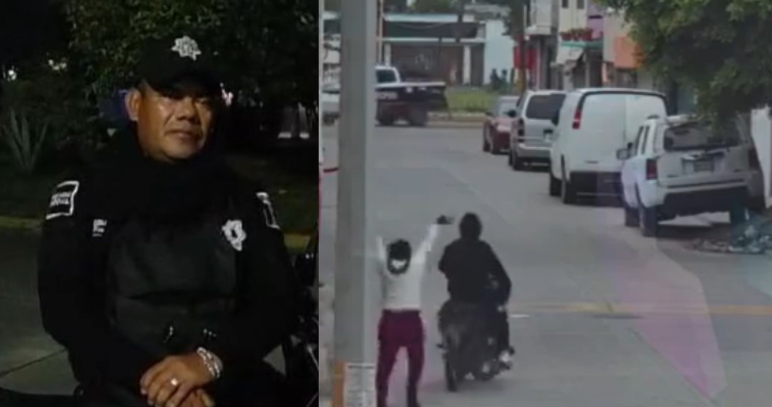 En un video compartido en redes sociales, se puede observar a un hombre en motocicleta, vestido de negro y con la cabeza cubierta, que asalta con una arma de fuego a una mujer que caminaba por una calle.