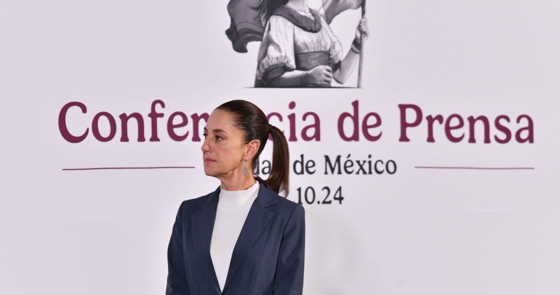 Claudia Sheinbaum, presidenta de México, durante su primer conferencia matutina denominada "Mañanera del Pueblo" realizada en el salón Guillermo Prieto de Palacio Nacional.