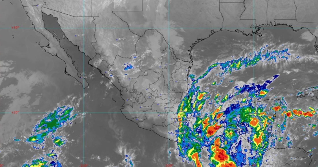 La Conagua advirtió de lluvias puntuales extraordinarias (mayores a 250 mm) en Puebla, Veracruz y Oaxaca; lluvias puntuales torrenciales (150 a 250 mm) en Chiapas y Tabasco.