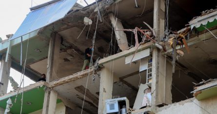 Edificio en Líbano bombardeado por Israel.