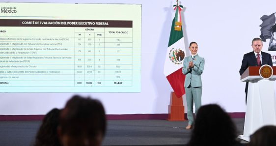 El Ministro en retiro Arturo Zaldívar en la conferencia de la Presidenta Claudia Sheinbaum Pardo.