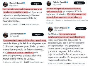 Collage de tuits de Gabriel Quadri