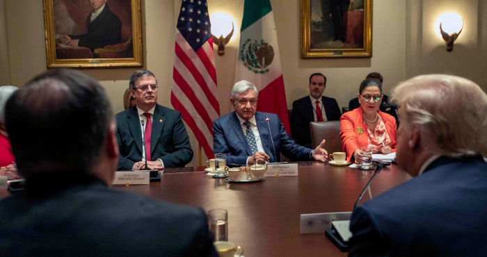 Ebrard, López Obrador y Trump en la Casa Blanca