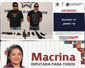 Autoridades detuvieron a Ricardo "N", hijo de la exdiputada Macrina Vallejo, y a Jaime "N", alias "Jimmy".