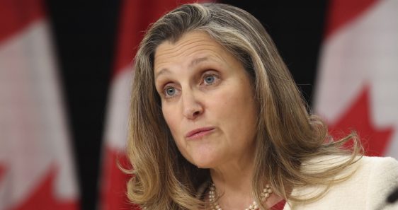 La ministra de Finanzas y viceprimera ministra de Canadá, Chrystia Freeland