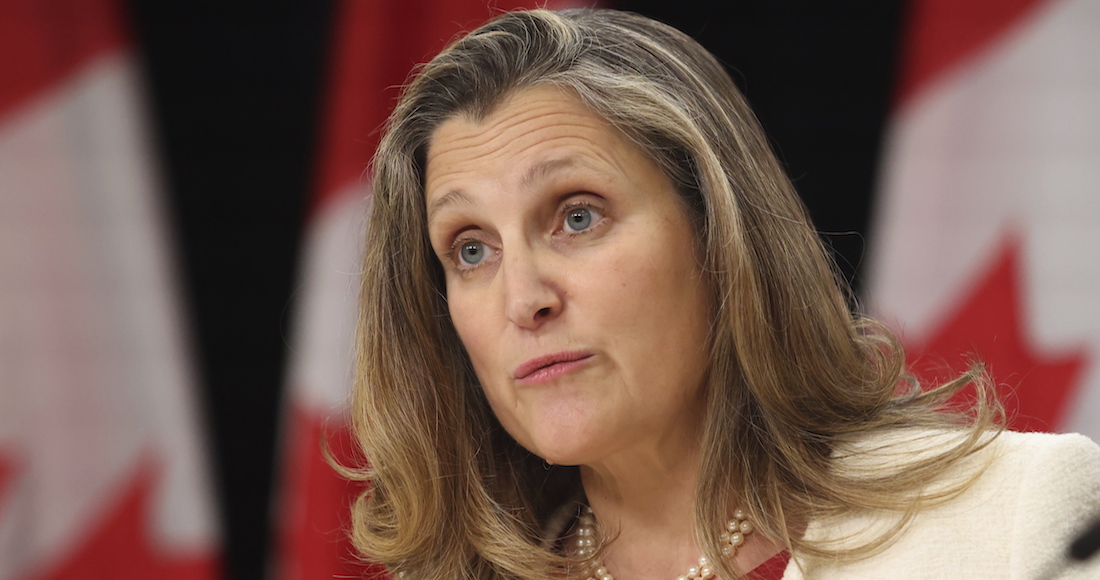 La ministra de Finanzas y viceprimera ministra de Canadá, Chrystia Freeland