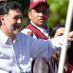 Gerardo Fernández Noroña, presidente de la mesa directiva del Senado de la República, durante el cierre de la gira nacional de asambleas informativas y de afiliación por parte del Comite Nacional de Morena, evento realizado en la Plaza de las Tres Culturas en Tlatelolco.