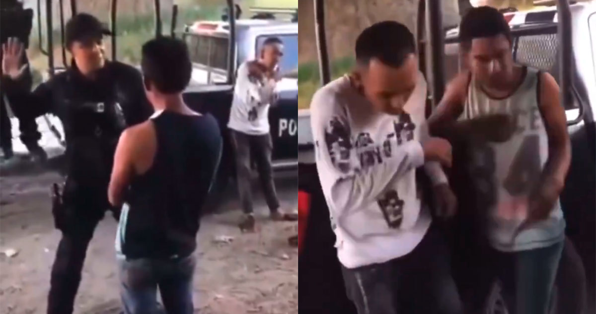 Policías de Guanajuato golpean y obligan a besarse a dos presuntos criminales