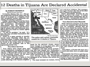 El recorte del 15 de diciembre de 1990 del New York Times con los detalles del caso de Tijuana. 