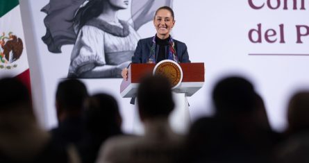 La Presidenta Claudia Sheinbaum Pardo en su conferencia de prensa matutina.