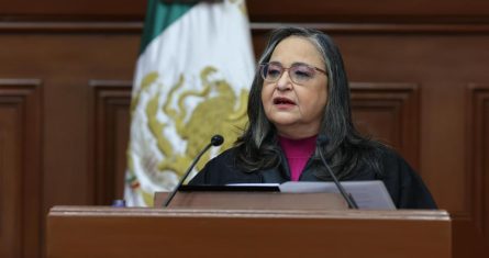 Norma Piña, Ministra presidenta de la Suprema Corte de Justicia de la Nación (SCJN), ofrece un mensaje en el pleno del máximo tribunal del país.