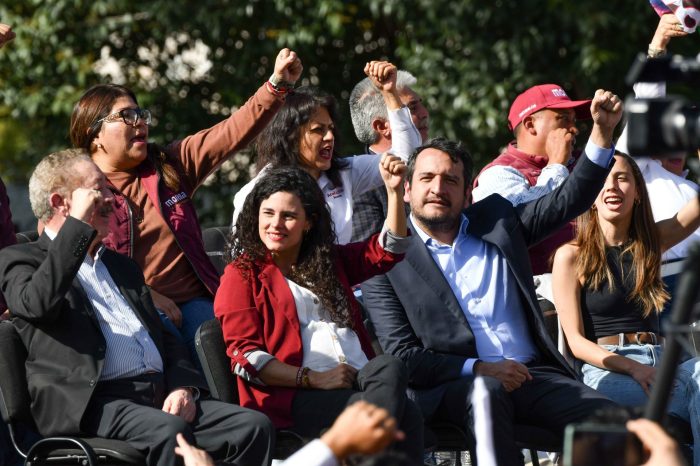 Luisa Alcalde Lujan, dirigente de Morena, en Tlatelolco