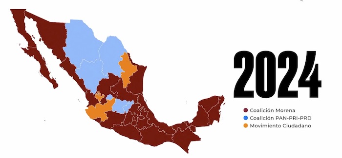 Mapa político de México en 2024