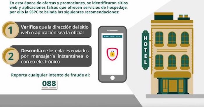 La Secretaría de Seguridad y Protección Ciudadana (SSPC) emitió varias recomendaciones para evitar fraudes en plataformas y aplicaciones de hospedaje falsas.