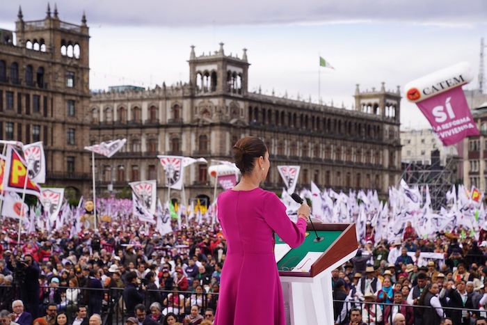 Claudia Sheinbaum Pardo ofrecí un mensaje con motivo de los primeros 100 días de su Gobierno en el Zócalo de la Ciudad de México.