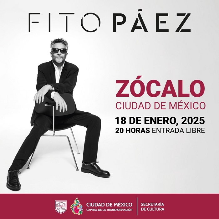 Fito Páez se presentará en el Zócalo. 