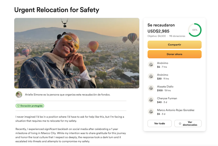 Arielle lanzó una petición en la plataforma GoFoundMe. 