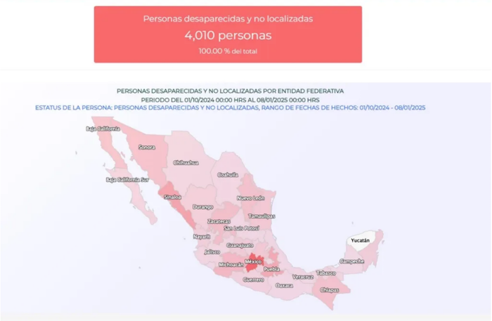 Mapa de desapariciones en México