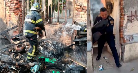 Policías rescatan a tres menores de edad durante un incendio